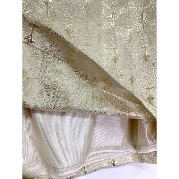 H&M Women’s Shiny Gold & Cream Mini Pencil Skirt Size US 12 Party New Year's - Picture 5 of 12